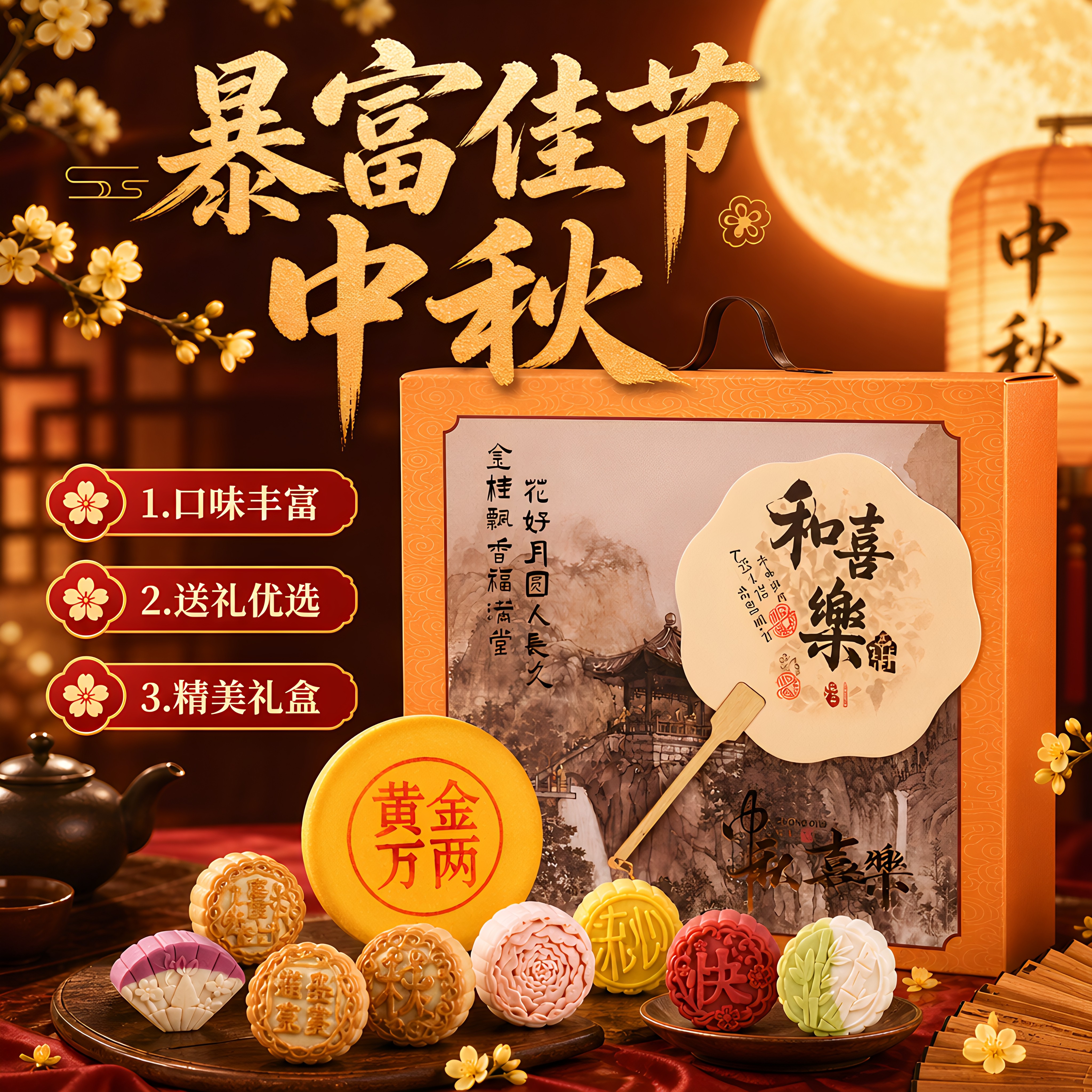 中秋礼盒广式月饼2026暴富中秋款