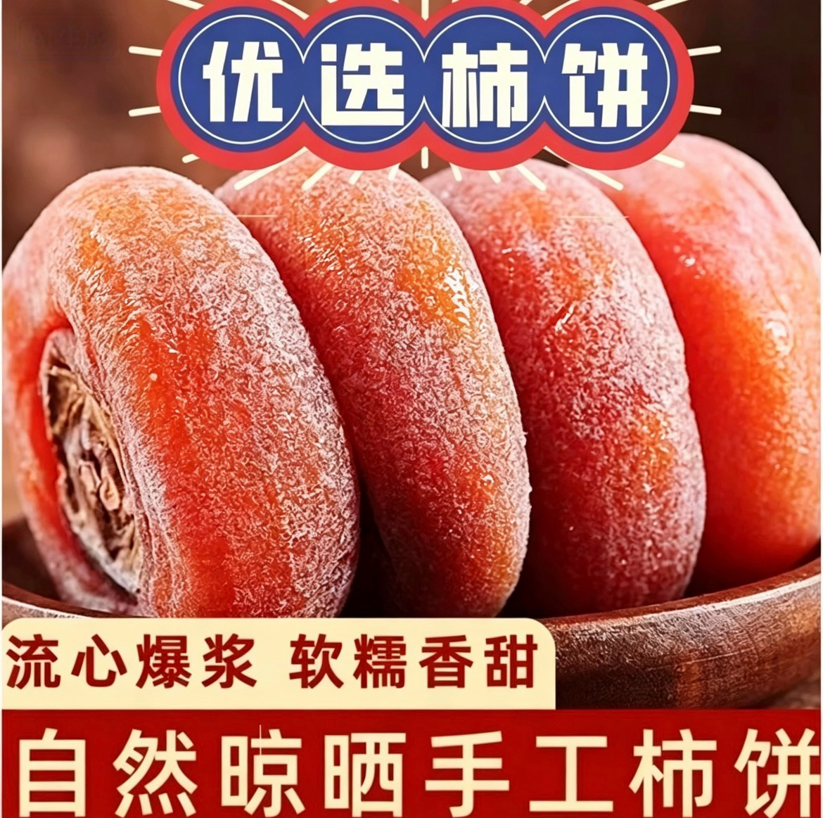 新鲜柿饼独立包装农家自制柿子饼霜降柿干柿子干非富平心流吊柿饼