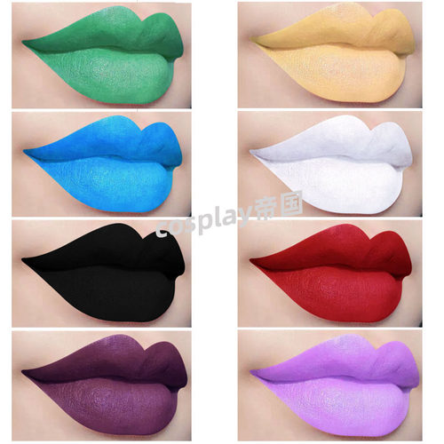 2025万圣节黑色口红 暗红哥特吸血鬼橄榄绿蓝白紫多色舞会复古