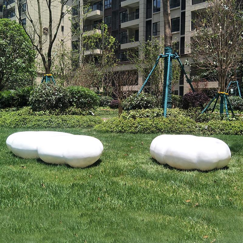 加工定制户外广场小区主题雕塑玻璃钢透光云朵园林景观雕塑小品