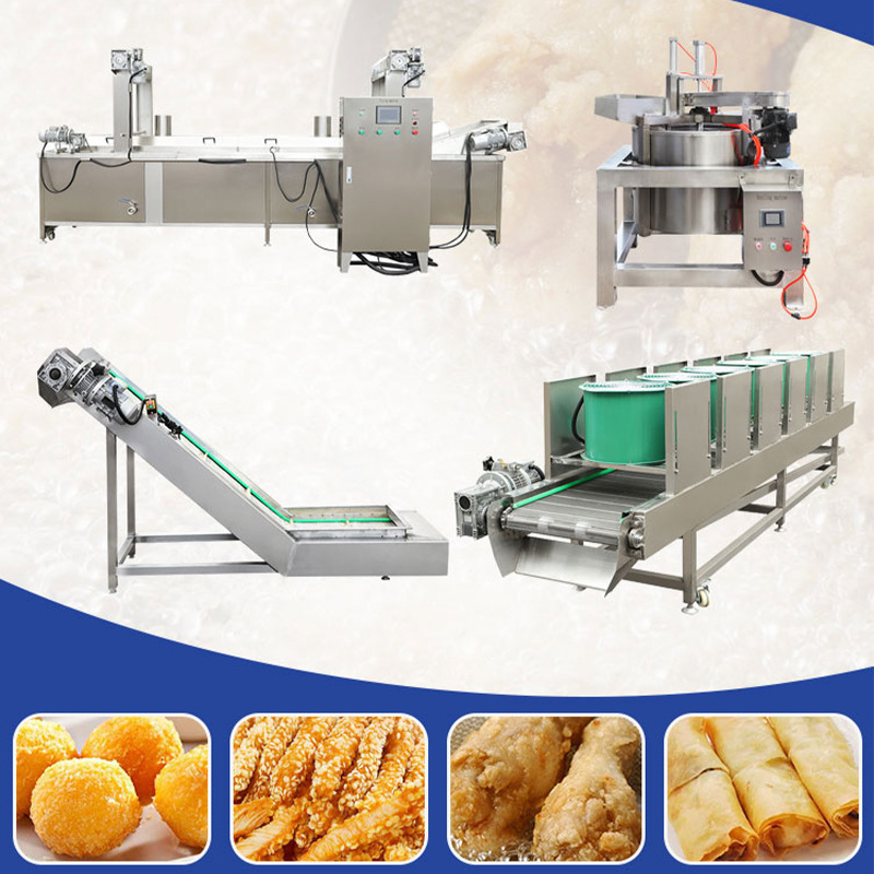 商用大型鱼豆腐油炸流水线 自动油炸设备调理肉制品油炸线