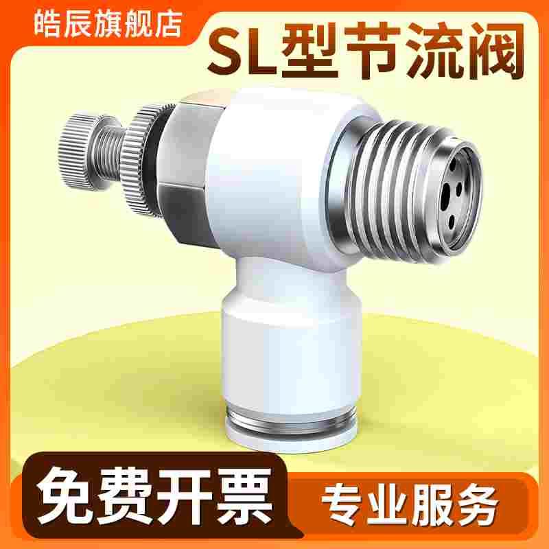 气管快速接头节流阀气动可调气缸调速阀气路调气开关阀SL4/6/8-02