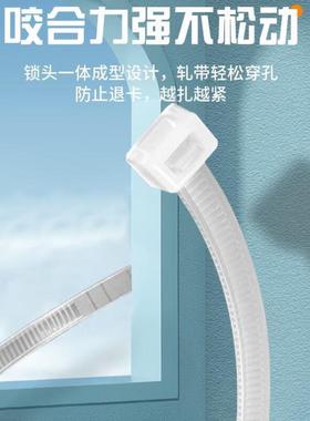 千天Qantop尼龙扎带自锁式理线条8*350mm白色100条/袋QT-OE30