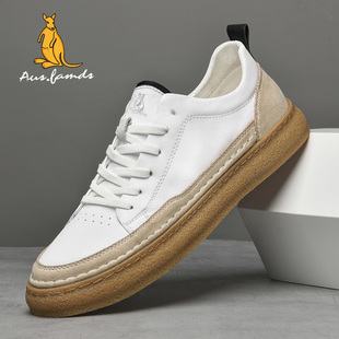 男运动板鞋 AUSFAMDS 软底真皮百搭休闲小白鞋 澳洲名袋鼠秋季 新款