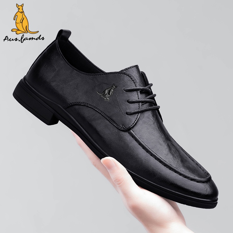 澳洲名袋鼠百搭真皮透气休闲皮鞋