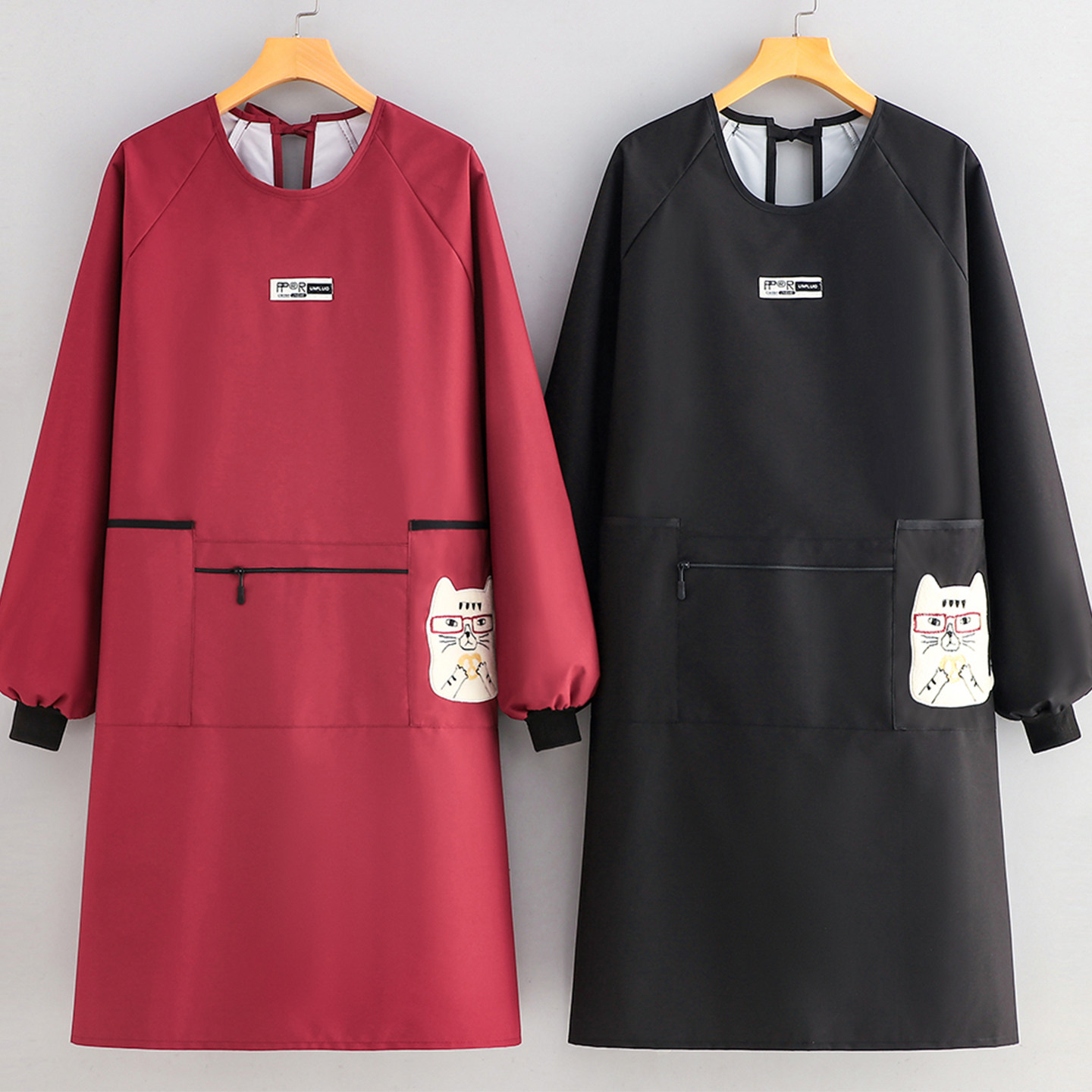 时尚加厚防水罩衣家用厨房长袖围裙餐饮专用男女上班工作带袖围腰,家庭/个人清洁工具,围裙,淘宝优惠券,粉丝福利购,淘宝优惠卷