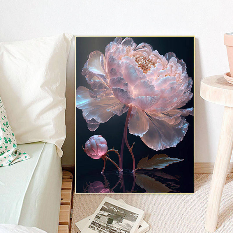 花卉十字绣2025新款线绣适合客厅的山茶花自己绣手工满绣简单刺绣