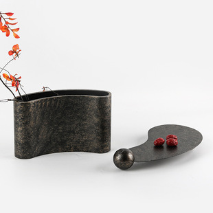 复古怀旧半月弧形花瓶托盘套装 饰品 摆件咖啡厅餐厅花瓶搭配组合装