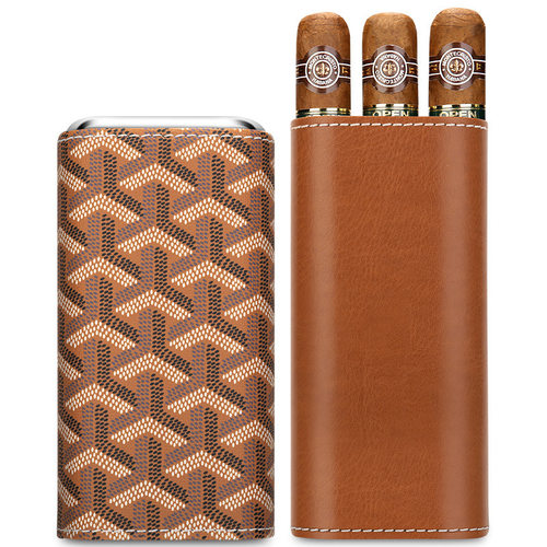 茄龙 （CIGARLOONG）便捷雪茄套牛皮革经典欧式条纹旅行随身个性