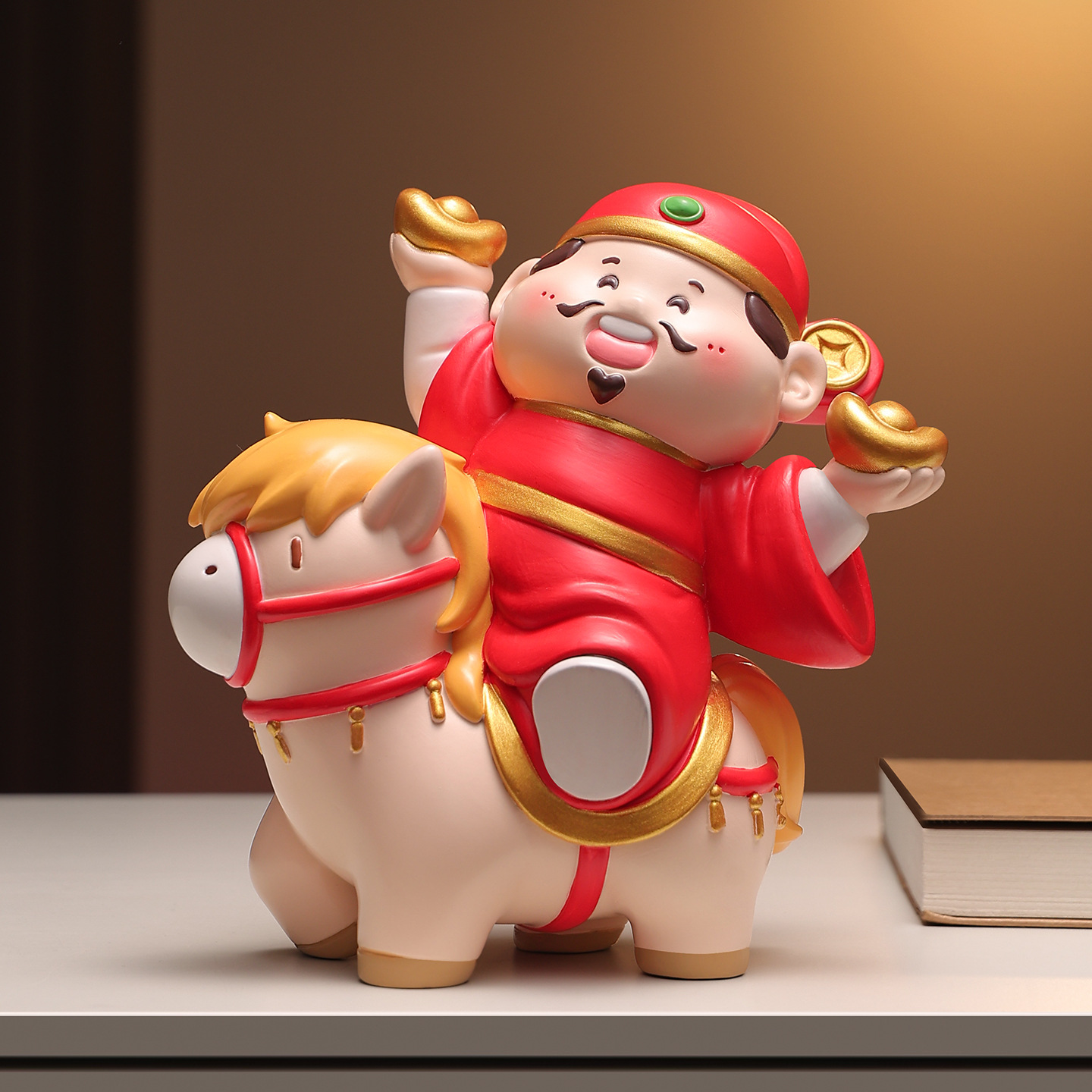 马年喜庆吉祥物摆件可爱办公桌面财神爷装饰工位情绪稳定新年礼物