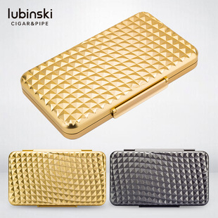 鲁宾斯基便携雪茄盒 流线喷砂航空铝3cm超薄雪茄盒LUBINSKI 5支装