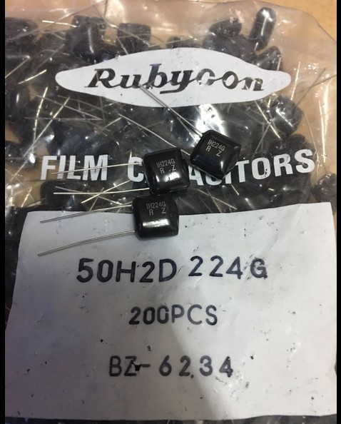 50H2D224G 1H224G  2% 红宝石RUBYCON  音频薄膜电容器 6mm