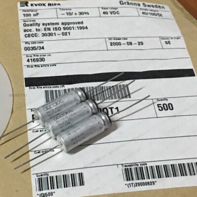 PEG122KB3100Q 40V100UF 全新原盒瑞典RIFA轴向电解电容  10x28.5