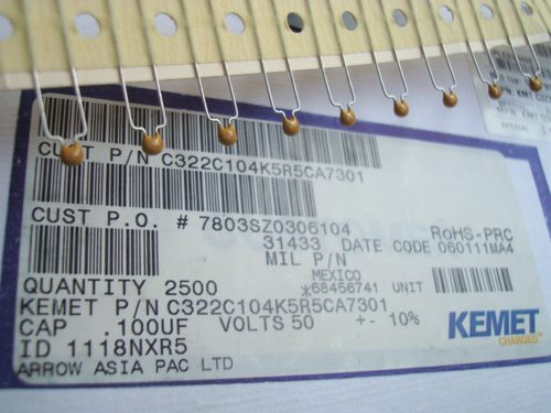C322C104K5R5CA 多层陶瓷电容器 50v 0.1uF 100NF X7R  KEMET集美