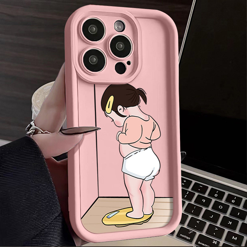 适用苹果15promax手机壳新款iphone14高级感13pro趣味12减肥称重11卡通8plus情侣7全包x可爱xs男女款xr套max