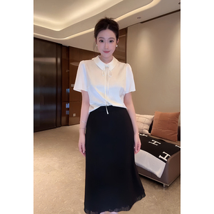 大李plus波浪醋酸网纱双层下摆半身裙女秋季压褶设计时尚简约裙子