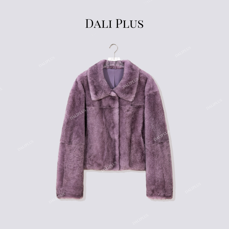 獭兔毛皮草拼接绵羊皮外套