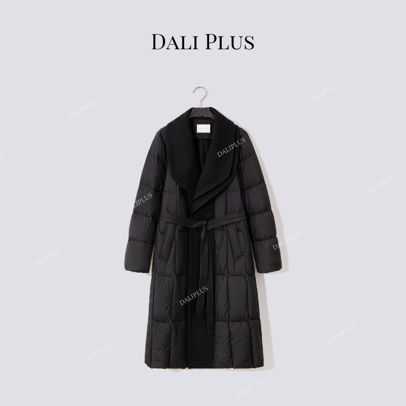 “90鹅绒双层闪闪翻领”长款羽绒服-D5CH4747-1