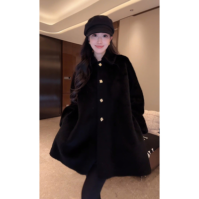 大李plus“100羊毛直毛拉毛外套”加厚毛呢大衣-D5SZ8248-1