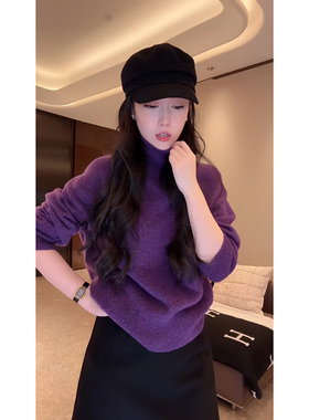大李plus 闪闪系列100绵羊毛高领针织衫女冬季毛衣高级内搭上衣