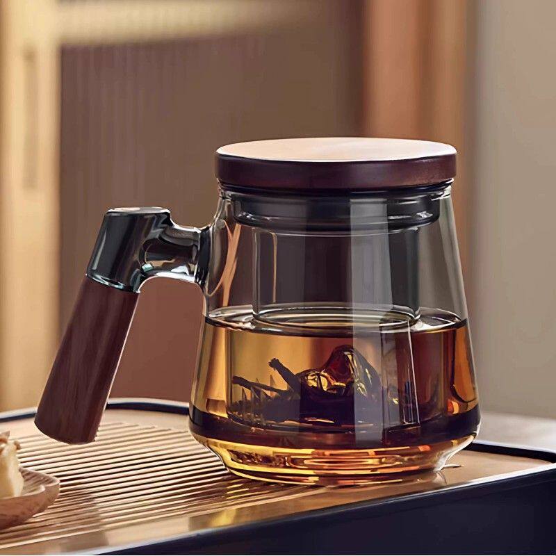 玻璃泡茶杯带过滤茶水分离杯子办公绿茶杯男士个人专用喝茶道水杯
