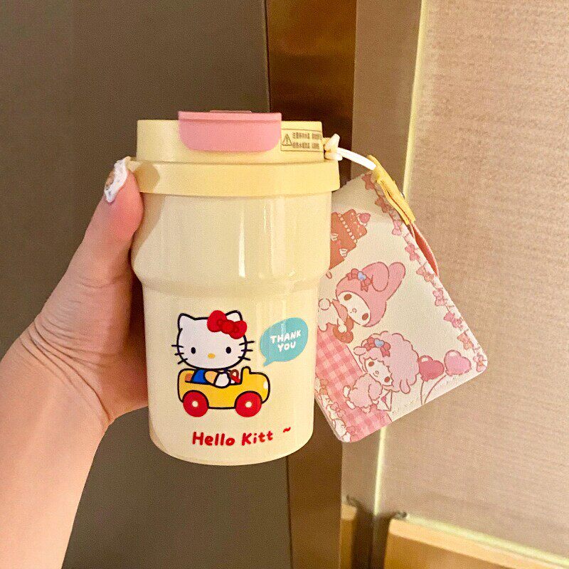 哈喽kt吸管保温杯水杯女生不锈钢陶瓷内胆小巧便携式高颜值办公室