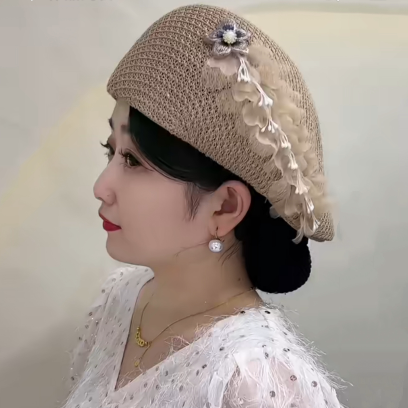 夏季镂空花朵鸭舌贝雷帽子女时尚韩版个性甜美优雅网红反戴前进帽