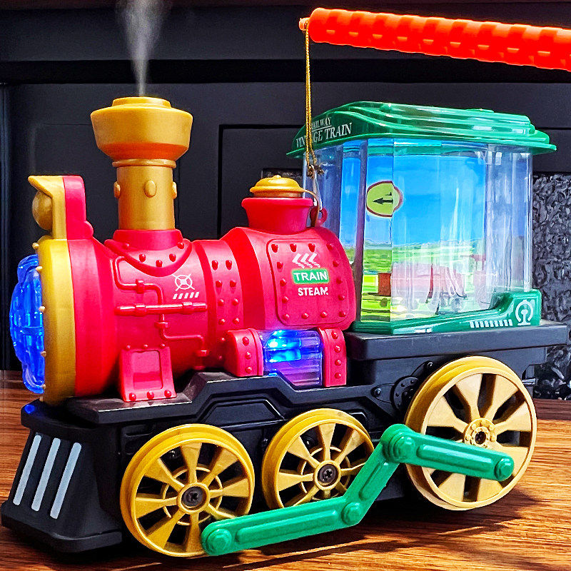 儿童节手提灯笼玩具男女孩六一礼物电动发光喷雾火车音乐花灯2026