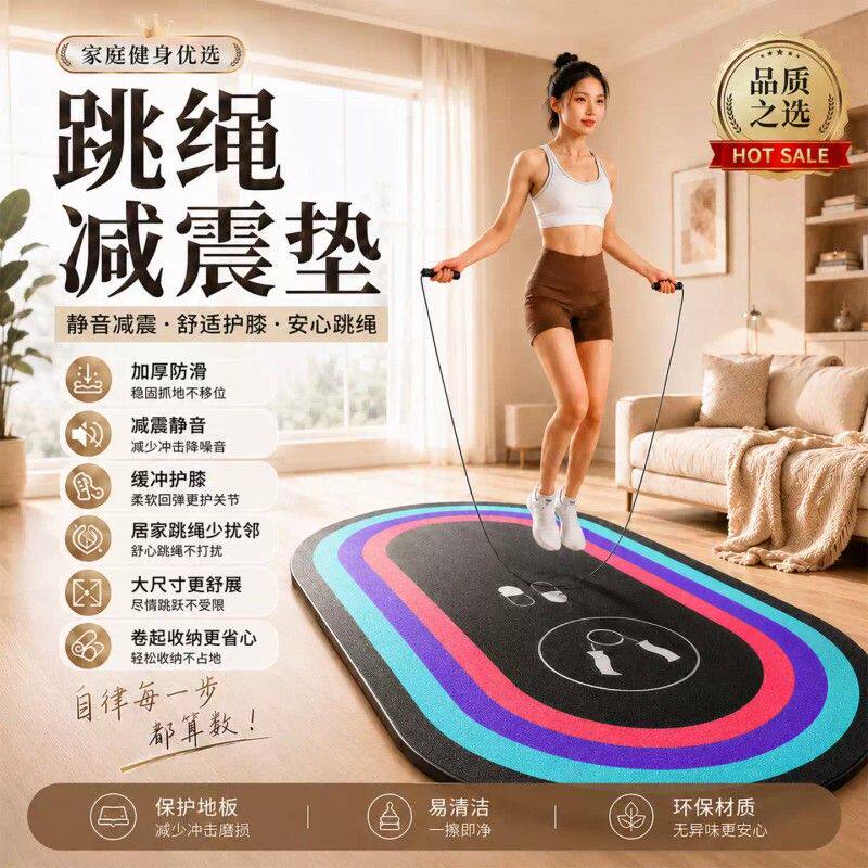 跳绳减震垫室内运动静音地垫家用瑜伽垫防滑减震静音加厚加大加宽