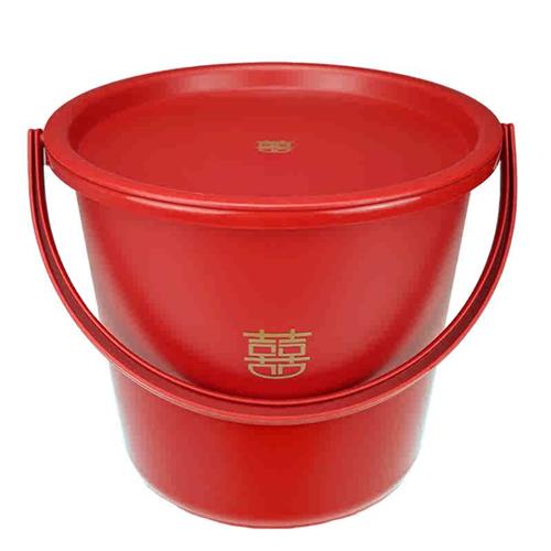塑料家用大号结婚用品红色桶带盖喜桶水桶手提陪嫁婚庆米桶子孙桶