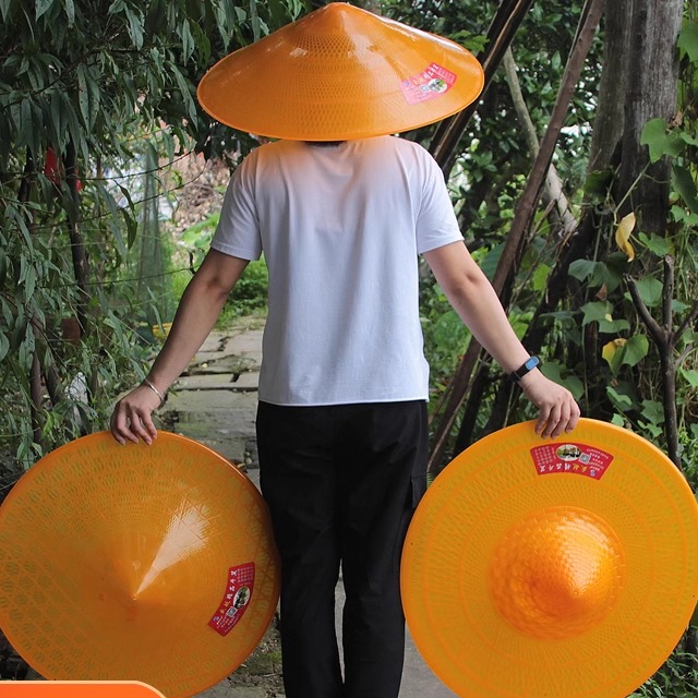 塑料雨帽斗笠帽遮雨伞帽大斗篷防暴雨农民钓鱼伞采茶帽子防风遮雪