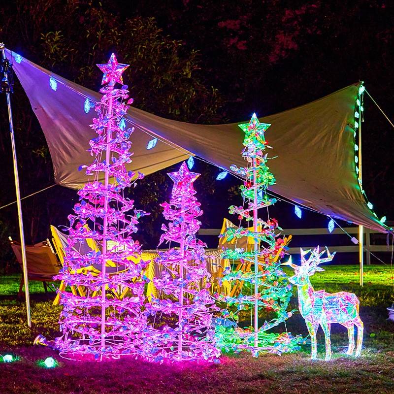 外贸圣诞节日景区亮化工程幻彩圣诞树氛围大型落地镭射灯节能户外
