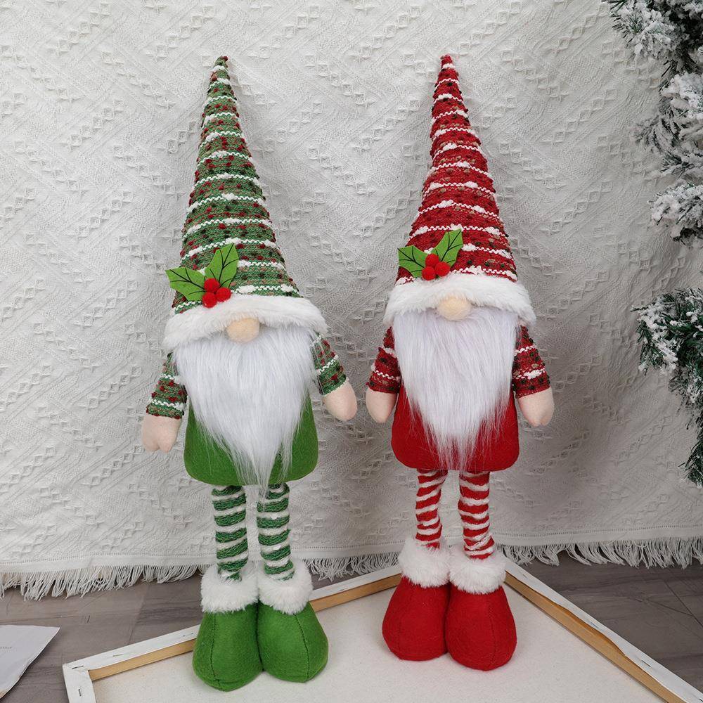 跨境圣诞新品 创意针织无脸老人 伸缩娃娃摆件 家居橱窗节日装饰