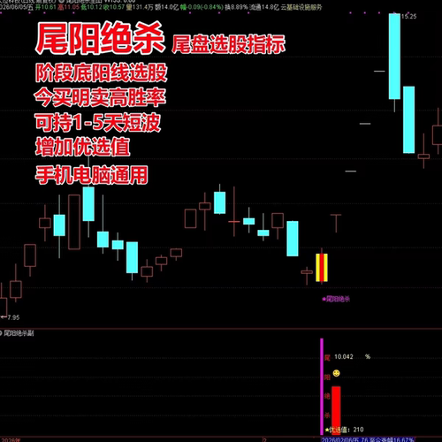 尾阳绝杀尾盘选股指标通达信T+1今买明卖短线高胜率抄底擒牛手机