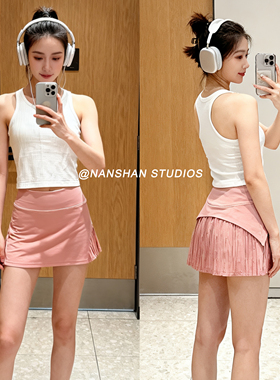 南山推荐~运动短裙Pletd Lied高腰网球裙裤女瑜伽半身百褶裙子