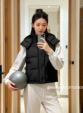 冬季白鸭绒泡芙连帽外套女保暖马甲羽绒服Wunder Puff短款马甲