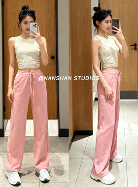 scub秋冬松紧抽绳加绒阔腿直筒运动休闲卫裤长裤户外女潮牌宽松