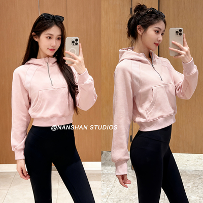 秋冬外套短款套头半拉链连帽加绒加厚上衣scub*a运动卫衣加厚保暖