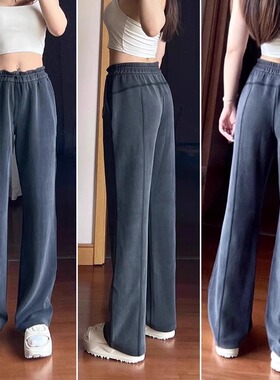 推荐~NANSHAN螺纹神裤Soft瑜伽运动高腰宽松直筒阔腿长裤女