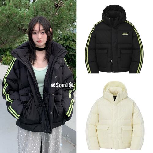 【特价】somi家 韩国直邮NERDY经典双杠连帽鸭绒羽绒服 泫雅同款