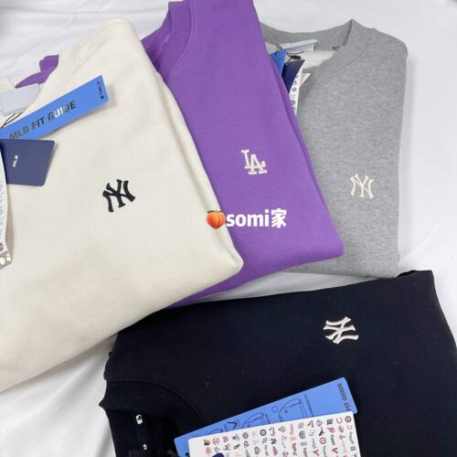 【现货】somi家 韩国直邮MLB经典刺绣小标NY 圆领卫衣 磨毛22新款