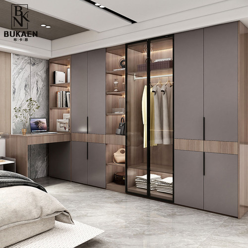 福人书桌一体轻奢衣柜定制