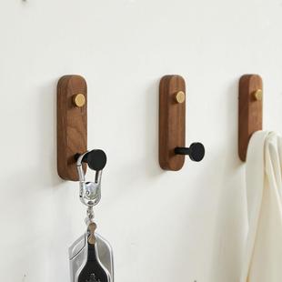 实衣木免打孔挂钩门墙后上打孔衣帽关钩TXG0712黑胡桃木玄单个黏