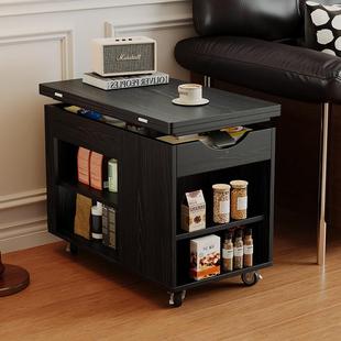 多能端实木液压升降茶几折叠桌变餐桌两1-19用形一体带轮高阳功台