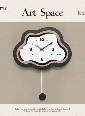 TEBO免打孔钟表挂钟客厅艺术大气创意时钟餐厅装饰墙现代简约