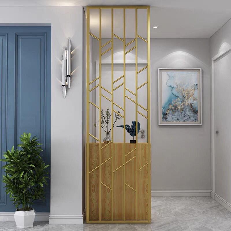 轻奢不锈钢屏风中式客厅隔断入户简约花格现代镂空遮挡玄关装饰