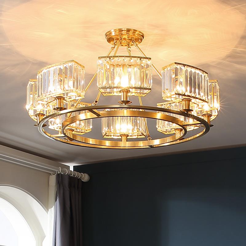 新中式轻奢风水晶客厅吊灯餐厅灯现代简约卧室灯吸吊两用灯具灯饰