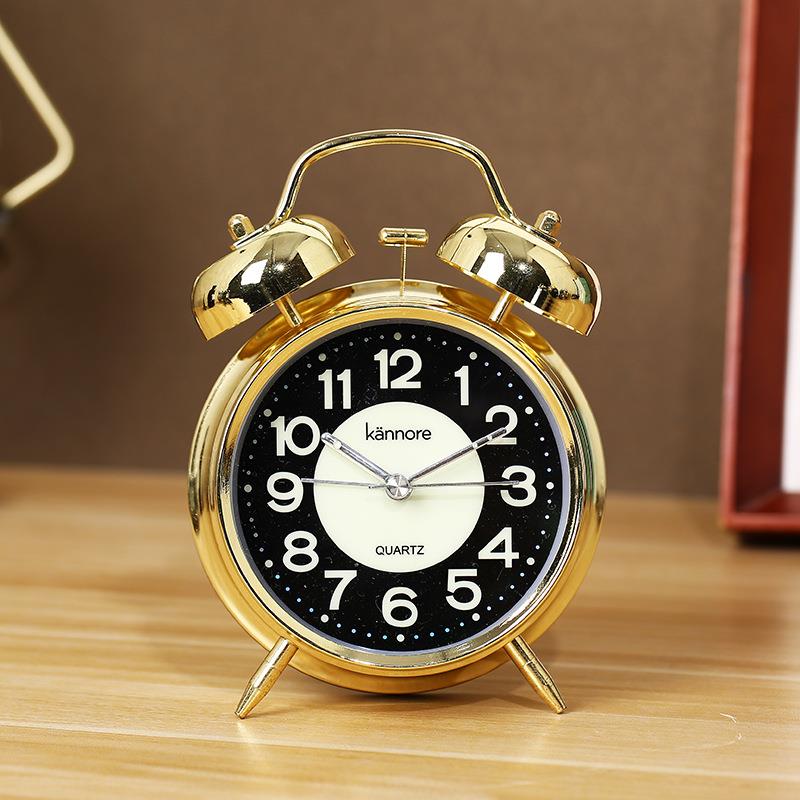起床困难户懒人床头闹钟表变态超大声夜灯光静音学生金属复古马蹄