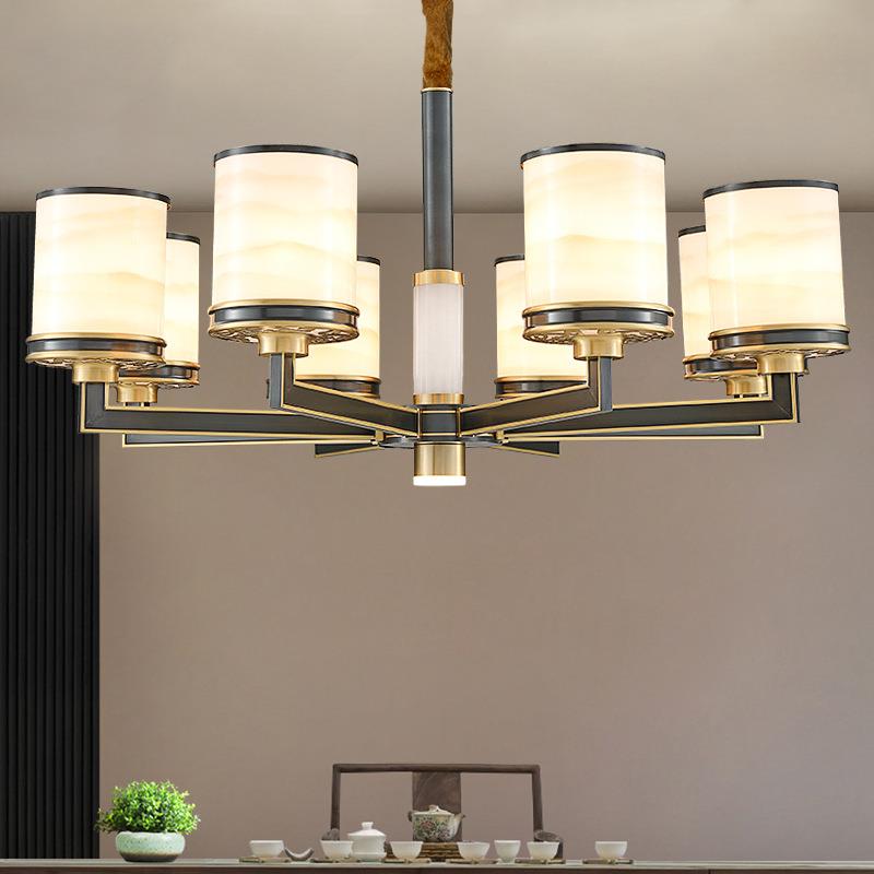 新款2020全铜吊灯新中式客厅灯简约现代餐厅吊灯别墅复式楼大吊灯