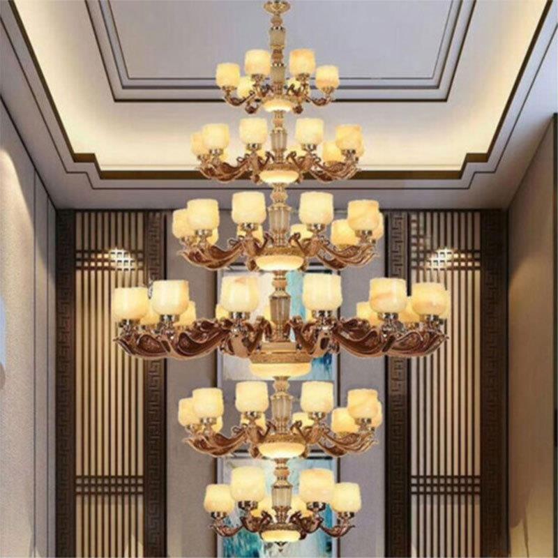 欧式楼中楼大吊灯客厅别墅酒店大堂新中式复式楼吊灯三层